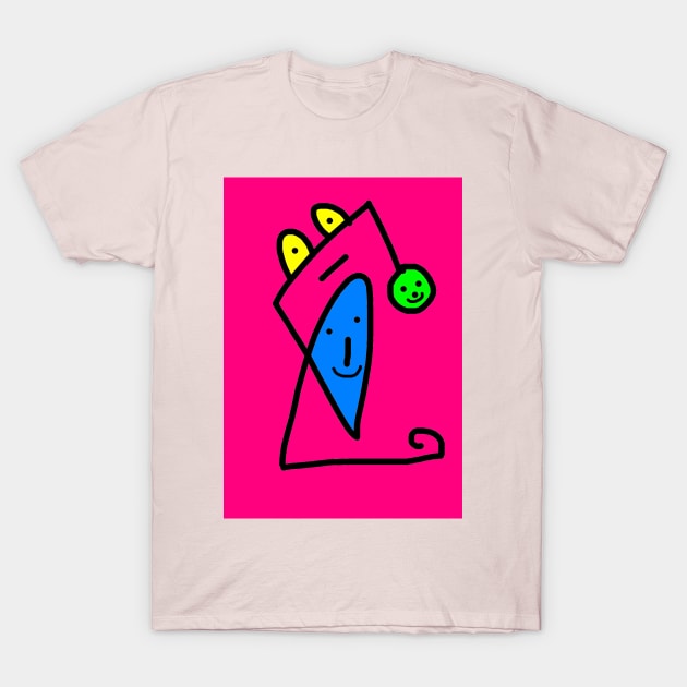 Cartoon Faces | Cute Friendly Faces in Pink T-Shirt by Gizi Zuckermann Art